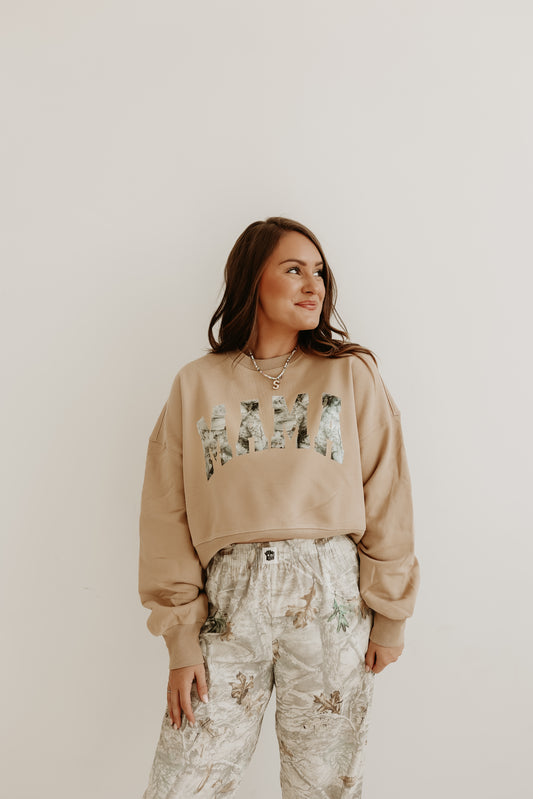 Khaki Cropped Crew Neck