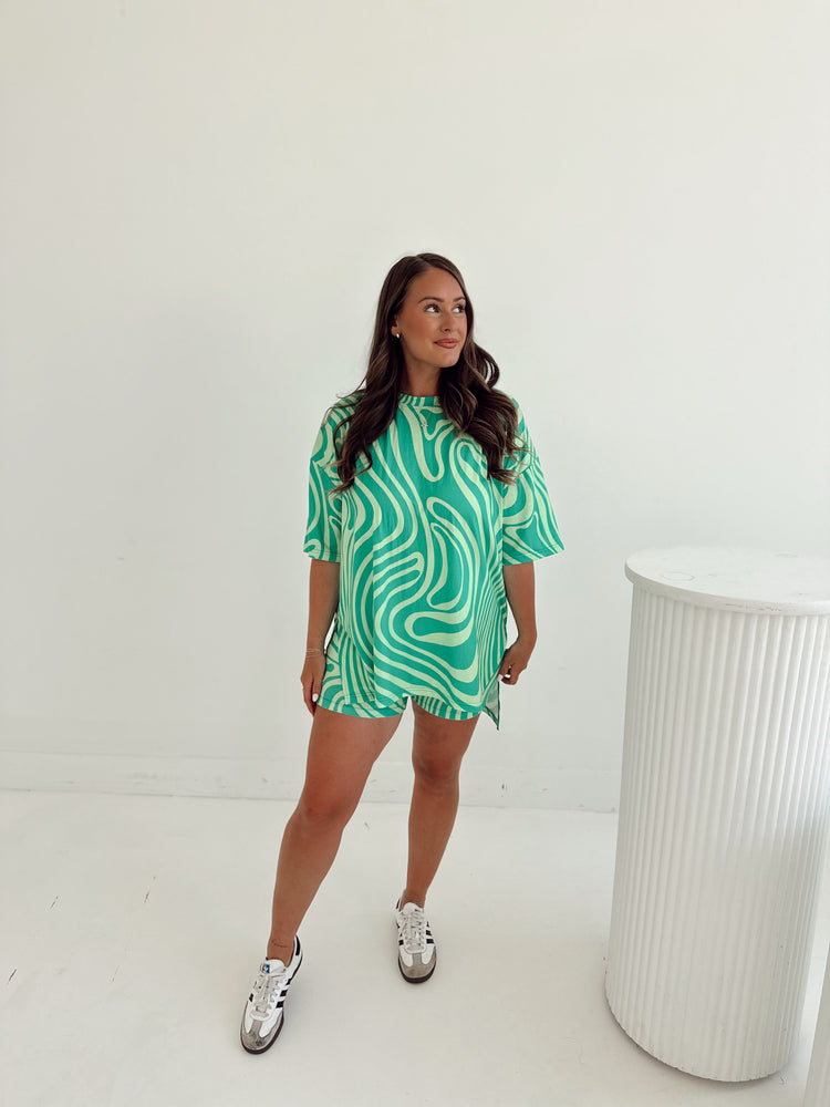 Green Trippy T-Shirt Lounge Set
