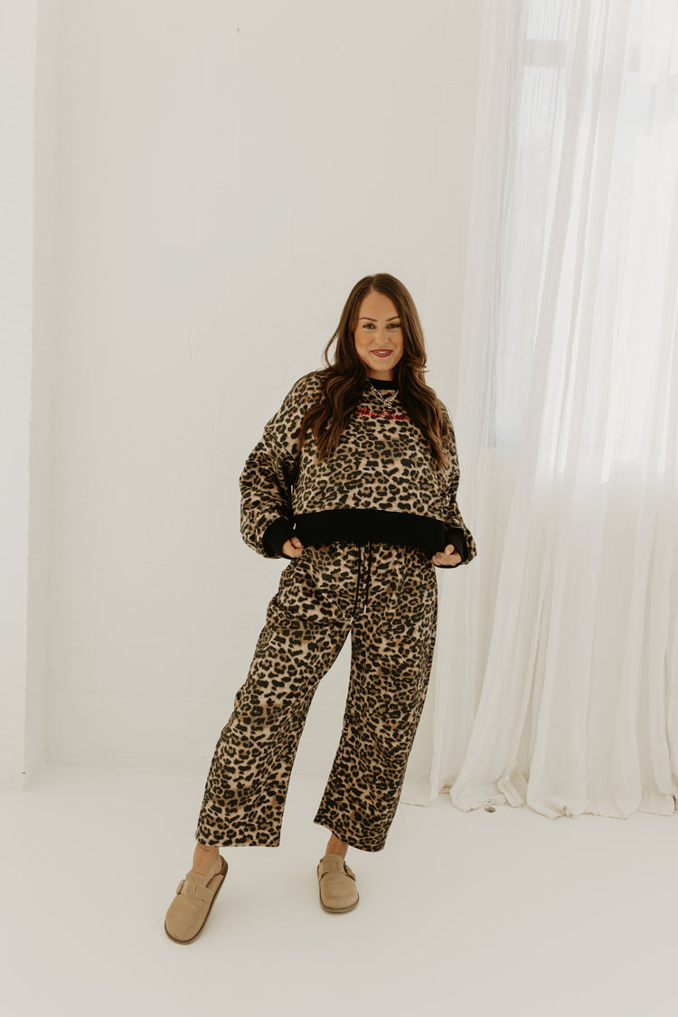 Merry Christmas Leopard Cropped Crew (PRE ORDER)