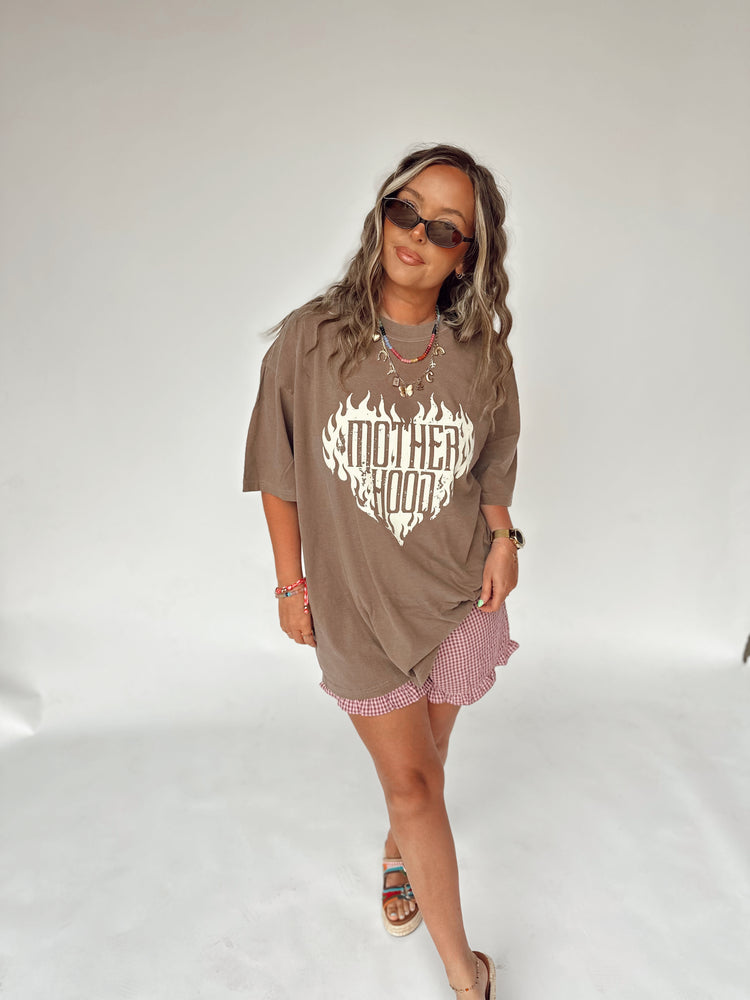 Pink & Brown Gingham Ruffle SHORTS