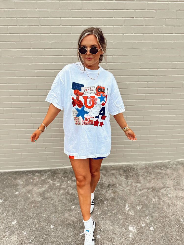 USA Collage graphic BABY BLUE (cropped or full length)