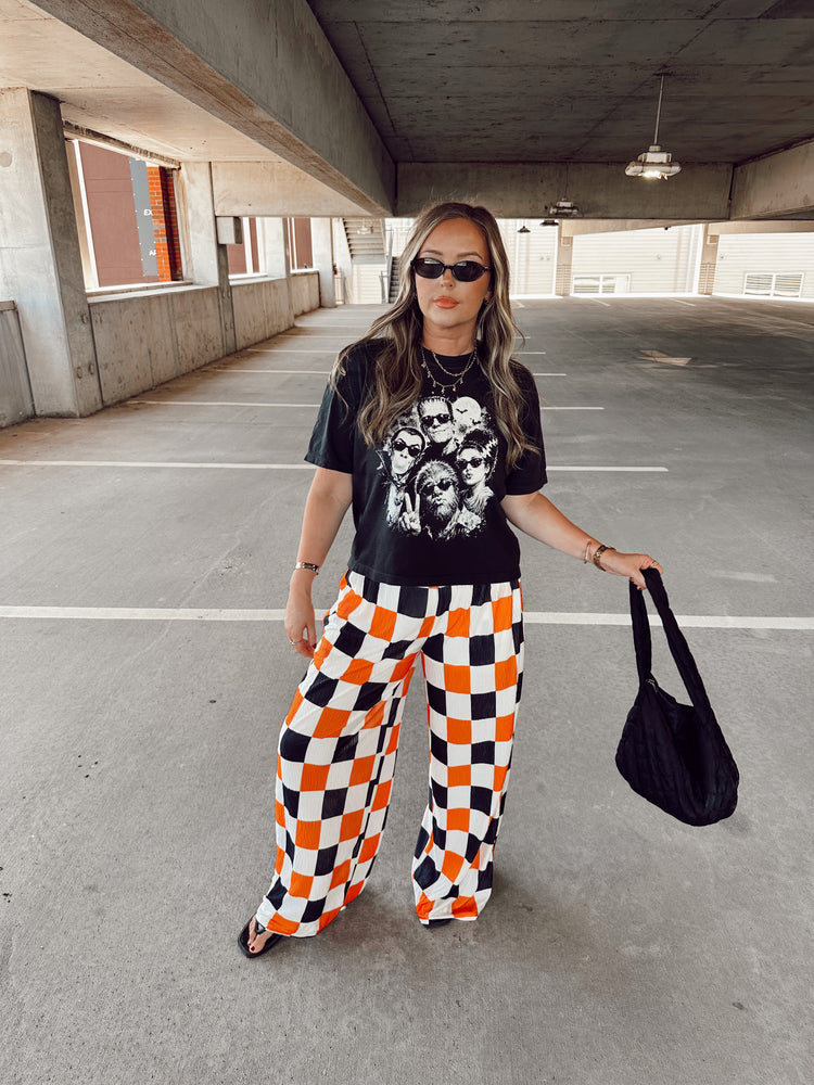 Orange + Black + White Checkmate Pants