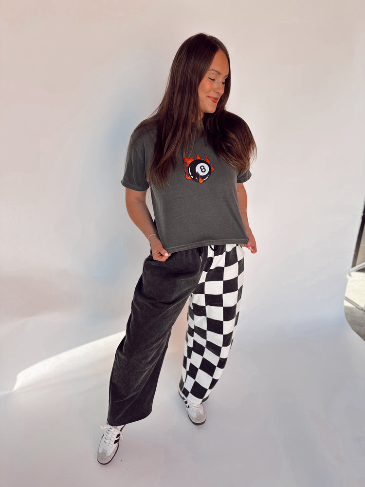Checkered Spliced Barrel Pants (B&W)
