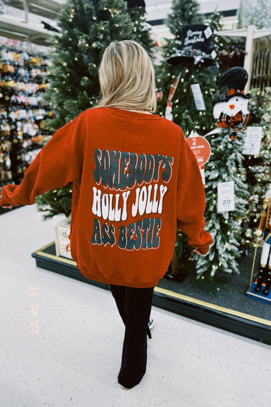 HOLLY JOLLY A$$ BESTIE LUX CREW (RED)