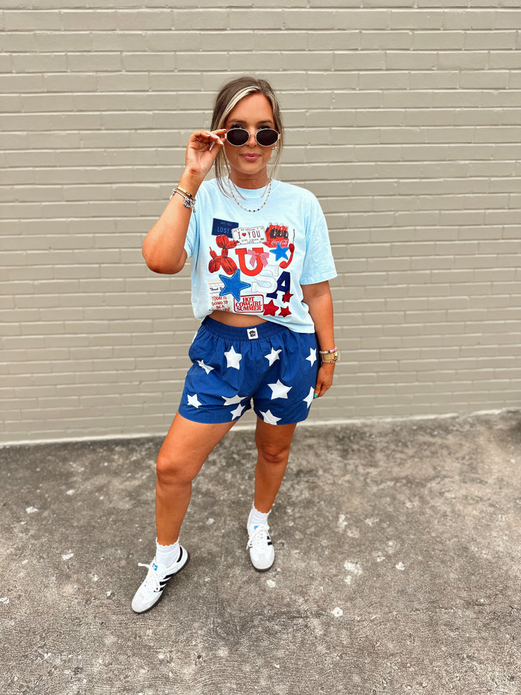USA Collage graphic BABY BLUE (cropped or full length)