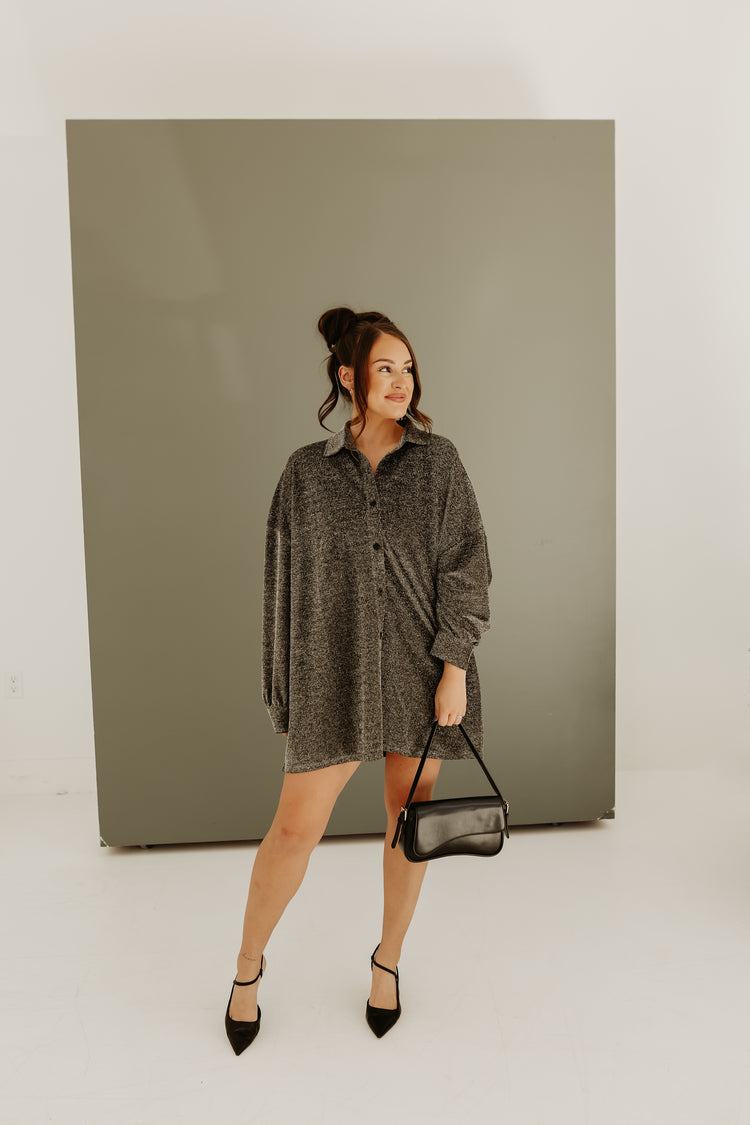 Midnight Magic Oversized Button up (Gunmetal)