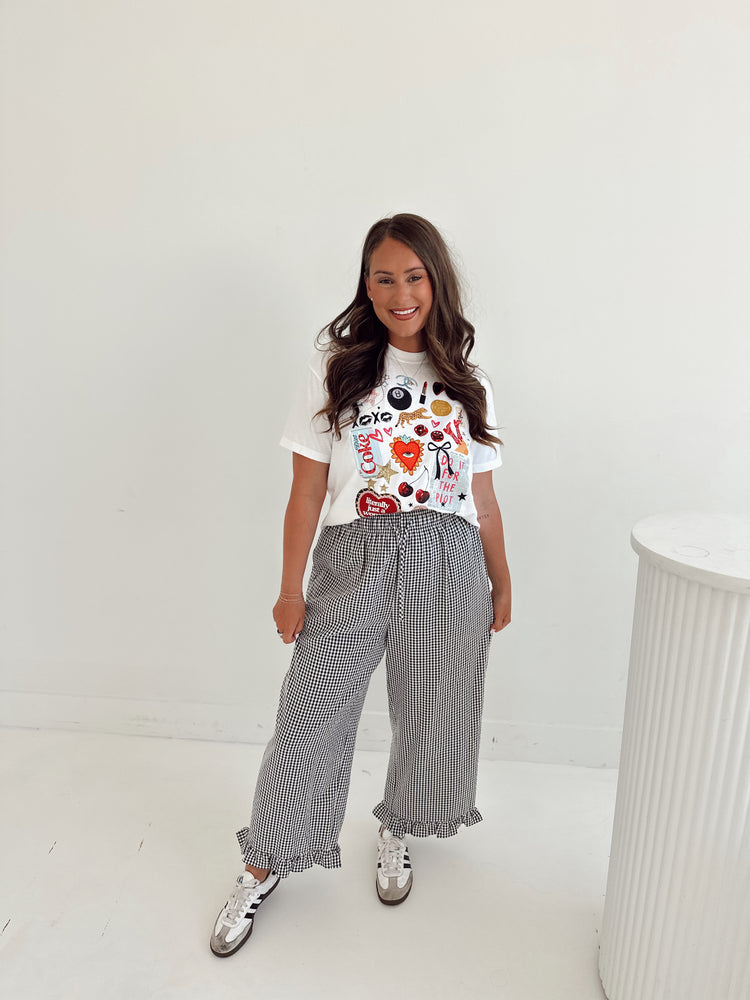 B&W Gingham Cropped Ruffle Boxer Pants