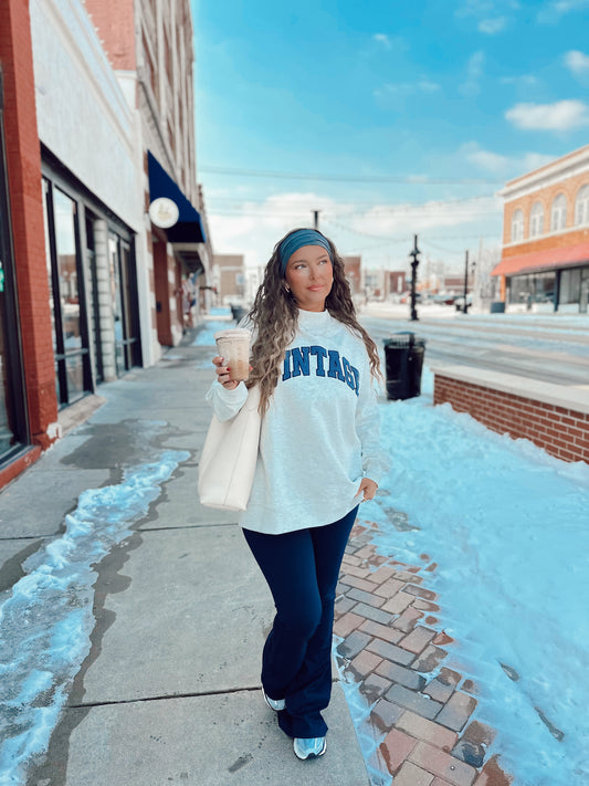 VINTAGE Mock Neck Oversized Crewneck (Oatmeal)