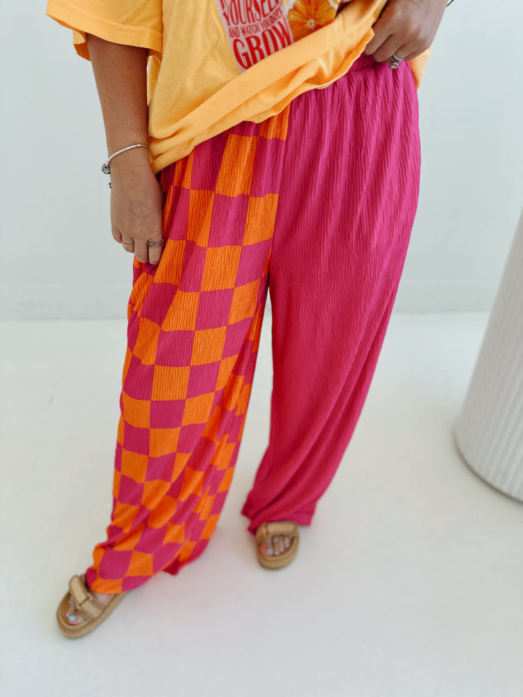 HOT Pink and Orange Spliced Flowy PANTS