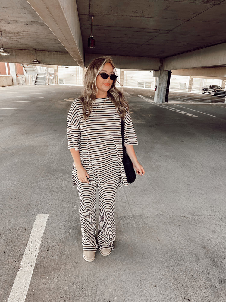 The Stripe Catlyn PANTS set (Taupe, Black, & Tan)