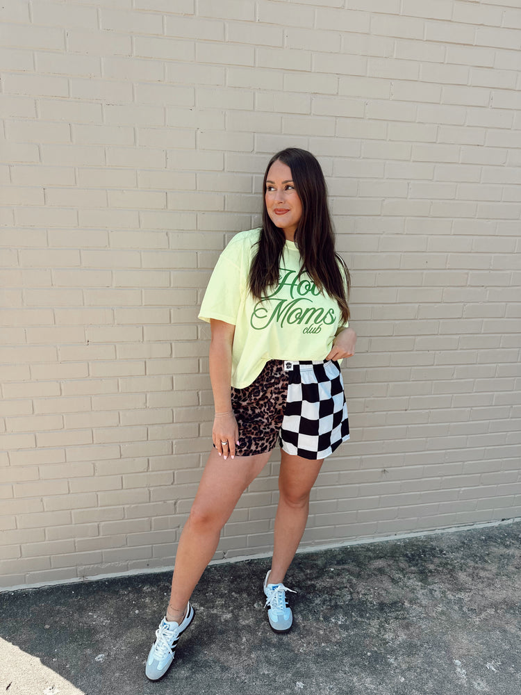 Leopard X Checkered Spliced Boxer SHORTS!