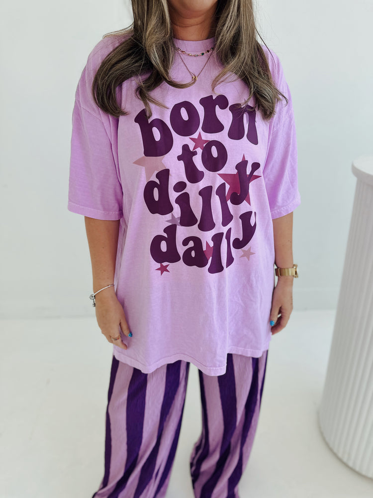 Dilly Dally Graphic T-shirt NEON VIOLET (full length)