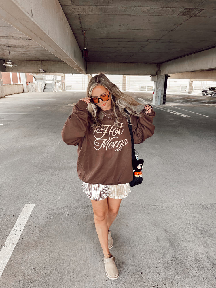 Hot Moms Club -Tan- Sweatshirt (Chocolate Brown)