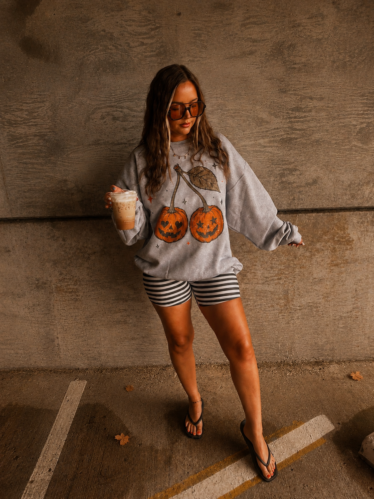 Pumpkin Cherries Sweatshirt (Sport Grey)
