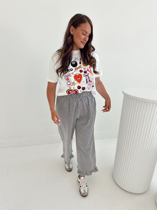 B&W Gingham Cropped Ruffle Boxer Pants