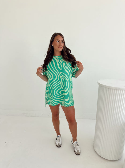 Green Trippy T-Shirt Lounge Set