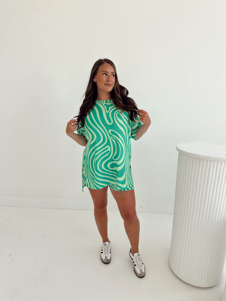 Green Trippy T-Shirt Lounge Set