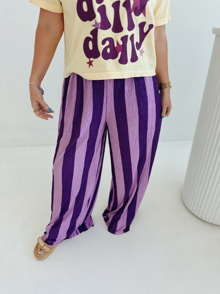 Purple Striped Flowy PANTS