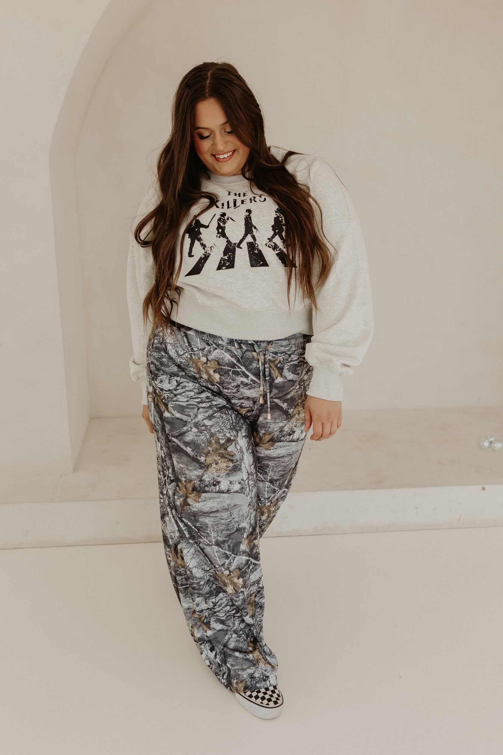 Camo Wide Flared Legs Women's Pants