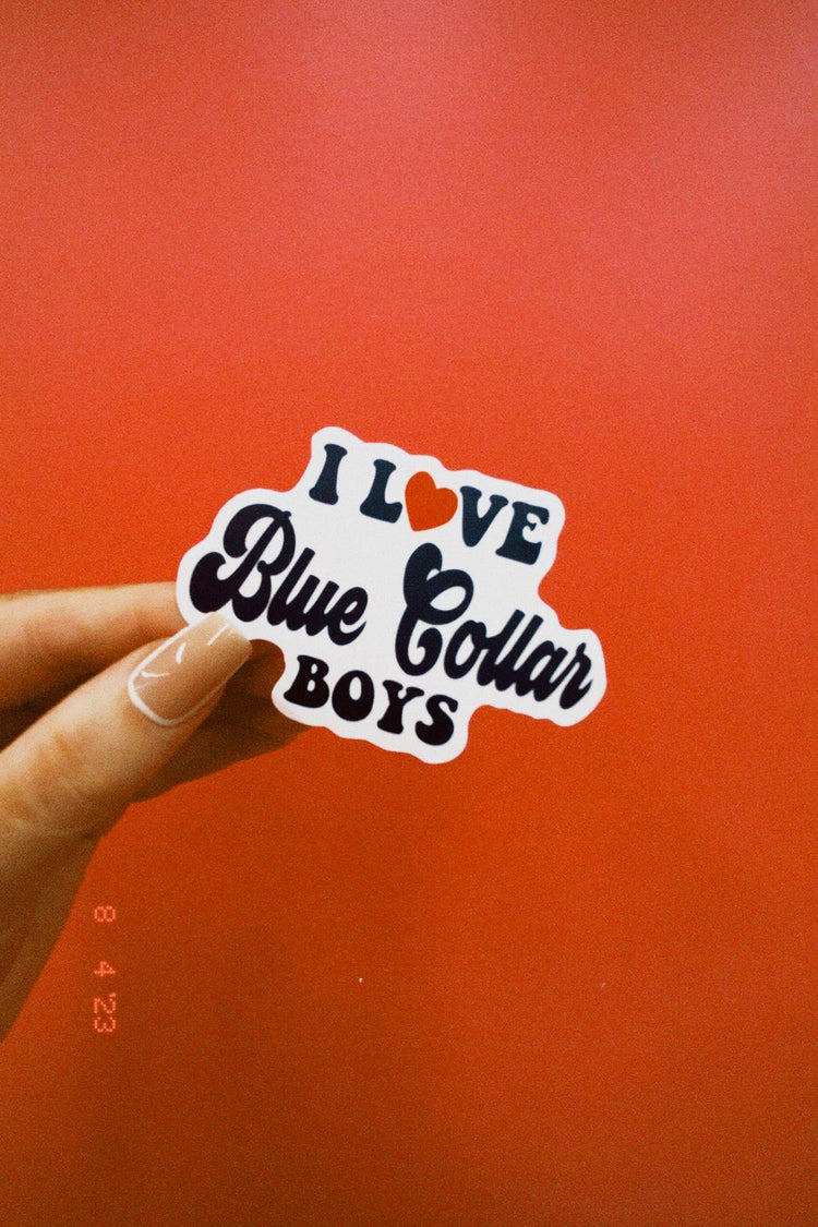 I Love Blue Collar Boys Sticker