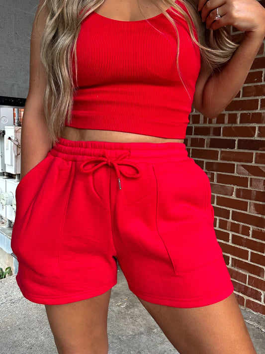 LUX Sweat Shorts (Ruby Red)
