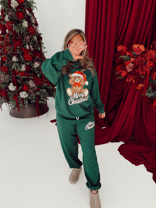 Merry Christmas Forest GREEN Jogger Sweatpants