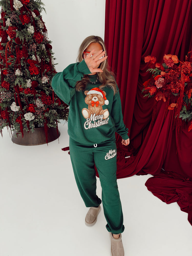 Merry Christmas Forest GREEN Jogger Sweatpants