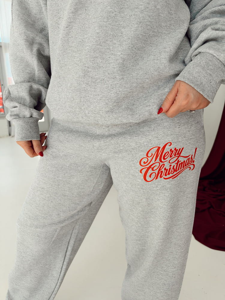 Merry Christmas GREY Sweatpants (open hem)